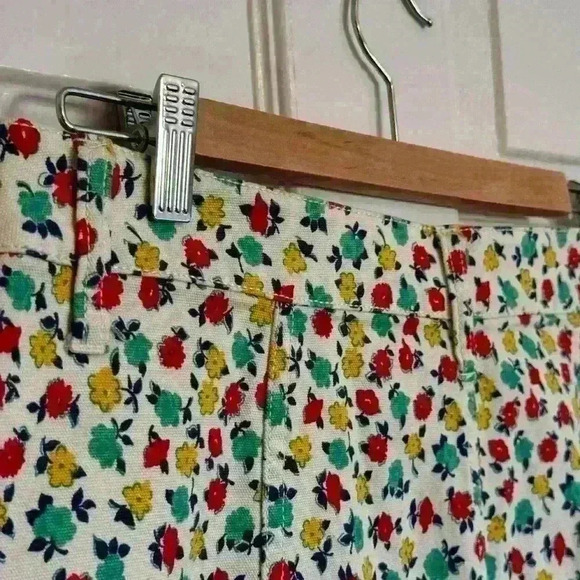 J Crew Mercantile Cotton Denim Style Floral A line Skirt Button Front Skirt 8 - Picture 5 of 10